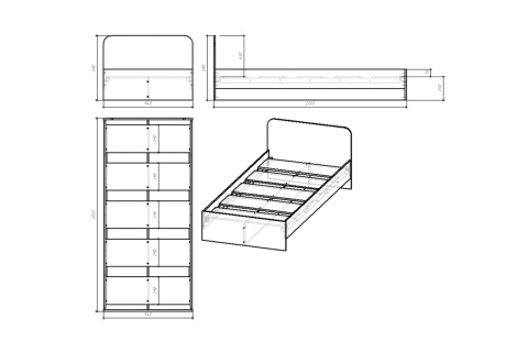 Кровать Кубо белый / грин грей софт
